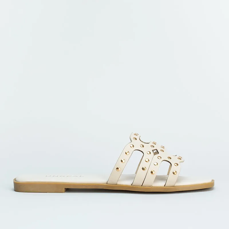 Studded Flat Mule Sandal  _ 160037