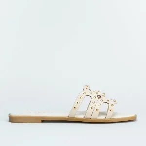 Studded Flat Mule Sandal  _ 160037