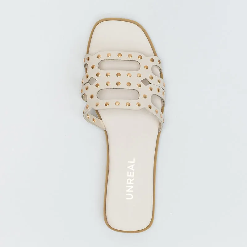 Studded Flat Mule Sandal  _ 160037