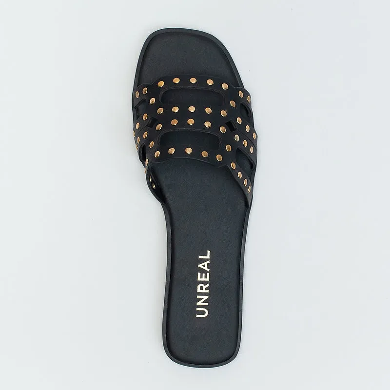 Studded Flat Mule Sandal _ 160038