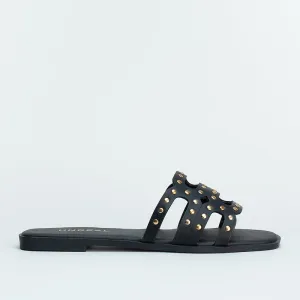 Studded Flat Mule Sandal _ 160038