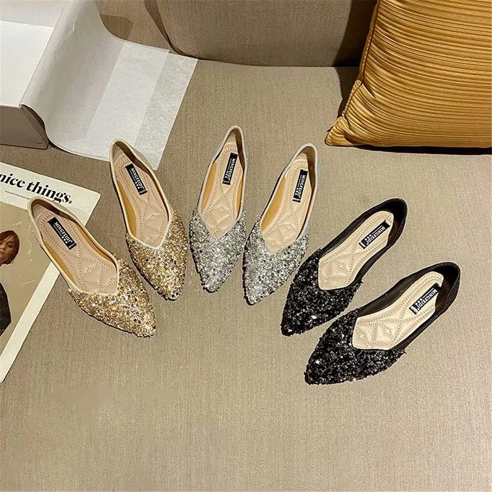 Stunner Women's Fashion Rhinestone Ballet Flats Comfortable Pointed Toe Flats