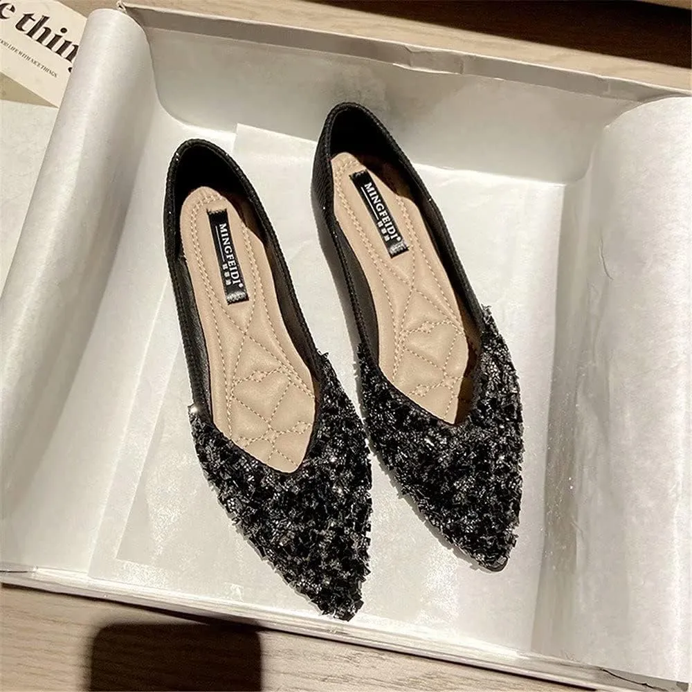 Stunner Women's Fashion Rhinestone Ballet Flats Comfortable Pointed Toe Flats