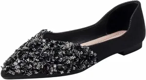 Stunner Women's Fashion Rhinestone Ballet Flats Comfortable Pointed Toe Flats