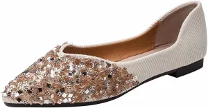 Stunner Women's Fashion Rhinestone Ballet Flats Comfortable Pointed Toe Flats