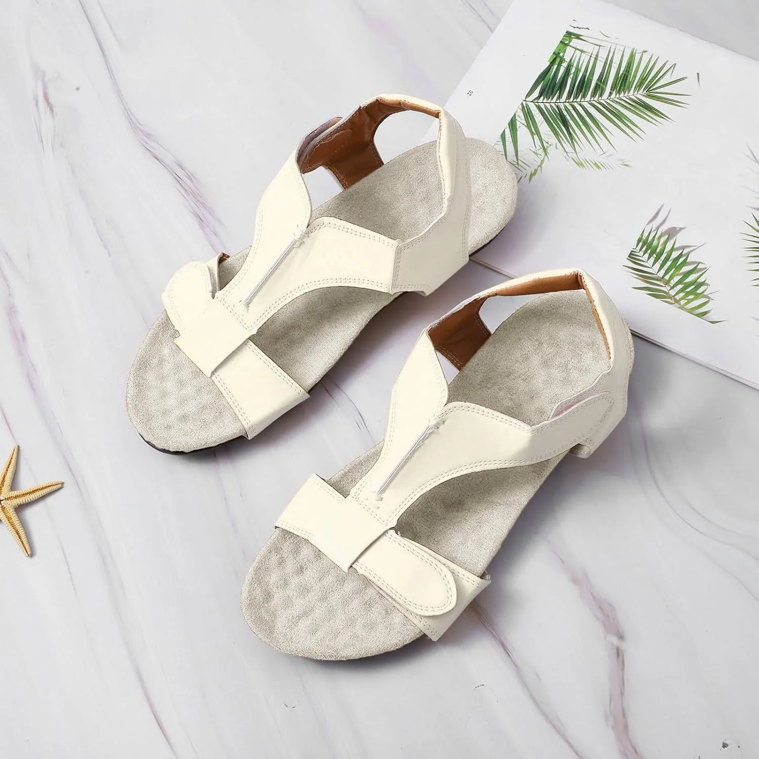 Summer Casual Sandals Women Flat Elastic Slip On Rhinestone Comfortable Walking Shoes Arch Support Orthopedic Open Toe Beach Flip Flops