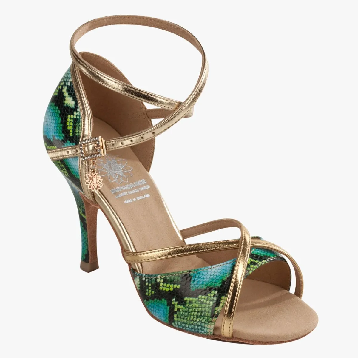 Supadance 1073 Ladies Latin Shoe Blue Snake Print