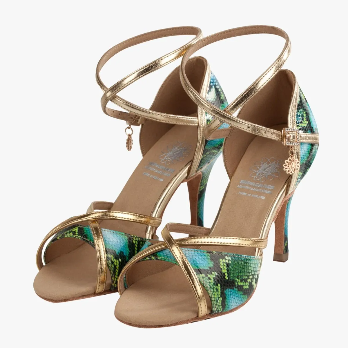 Supadance 1073 Ladies Latin Shoe Blue Snake Print