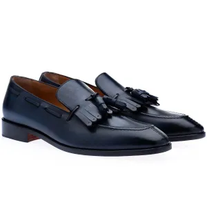 SUPERGLAMOUROUS Horizon Vintage Men's Shoes Navy Calf-Skin Leather Slip-On Loafers (SPGM1065)