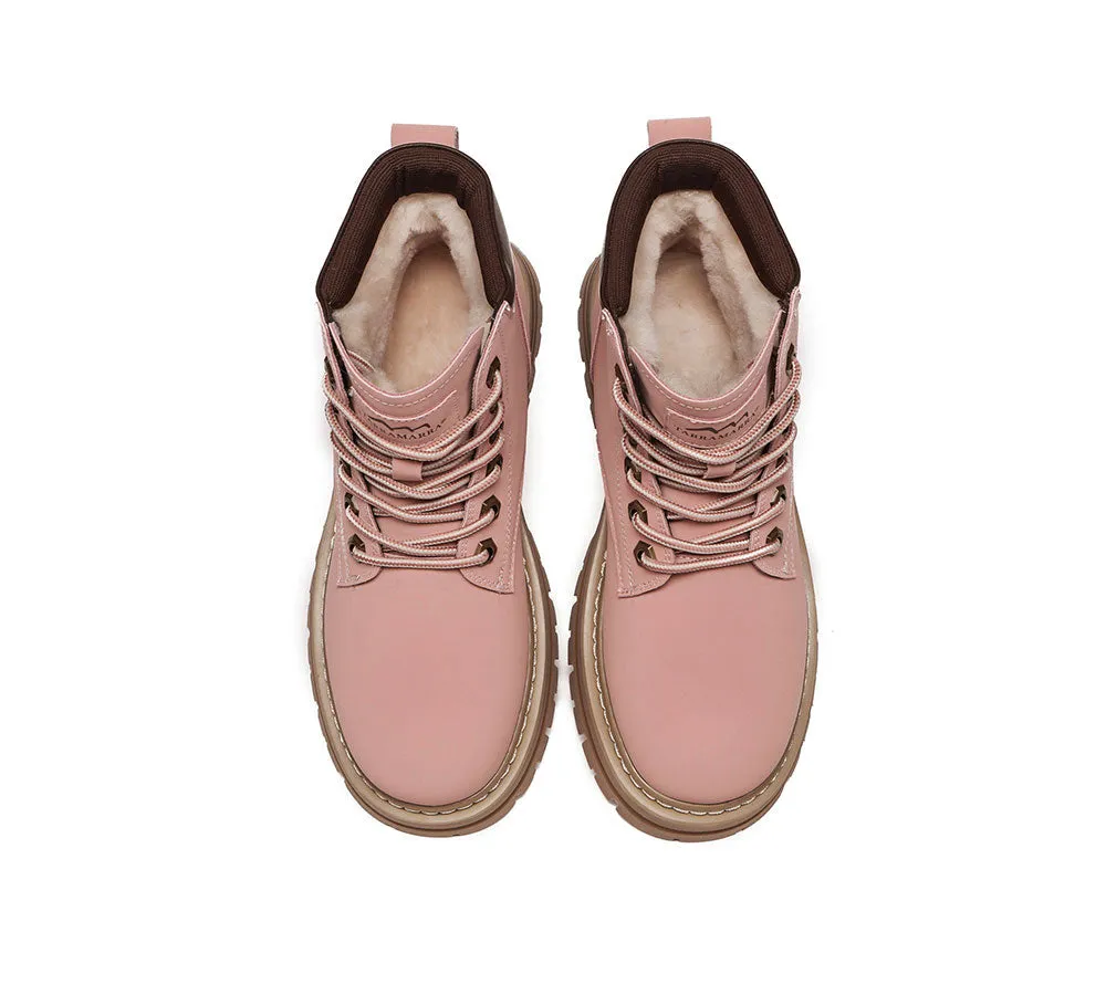 TARRAMARRA® UGG Boots Women Leather Sheepskin Wool Lace Up Chunky Aubrey
