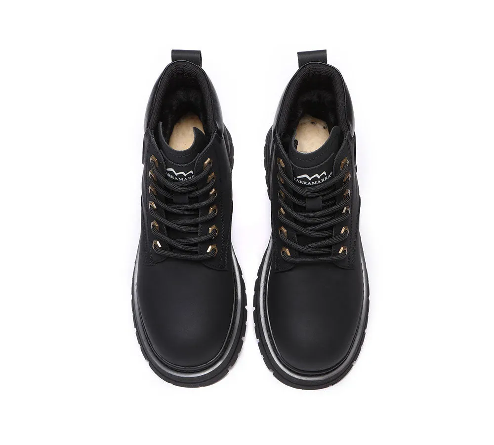 TARRAMARRA® UGG Boots Women Leather Sheepskin Wool Lace Up Chunky Aubrey