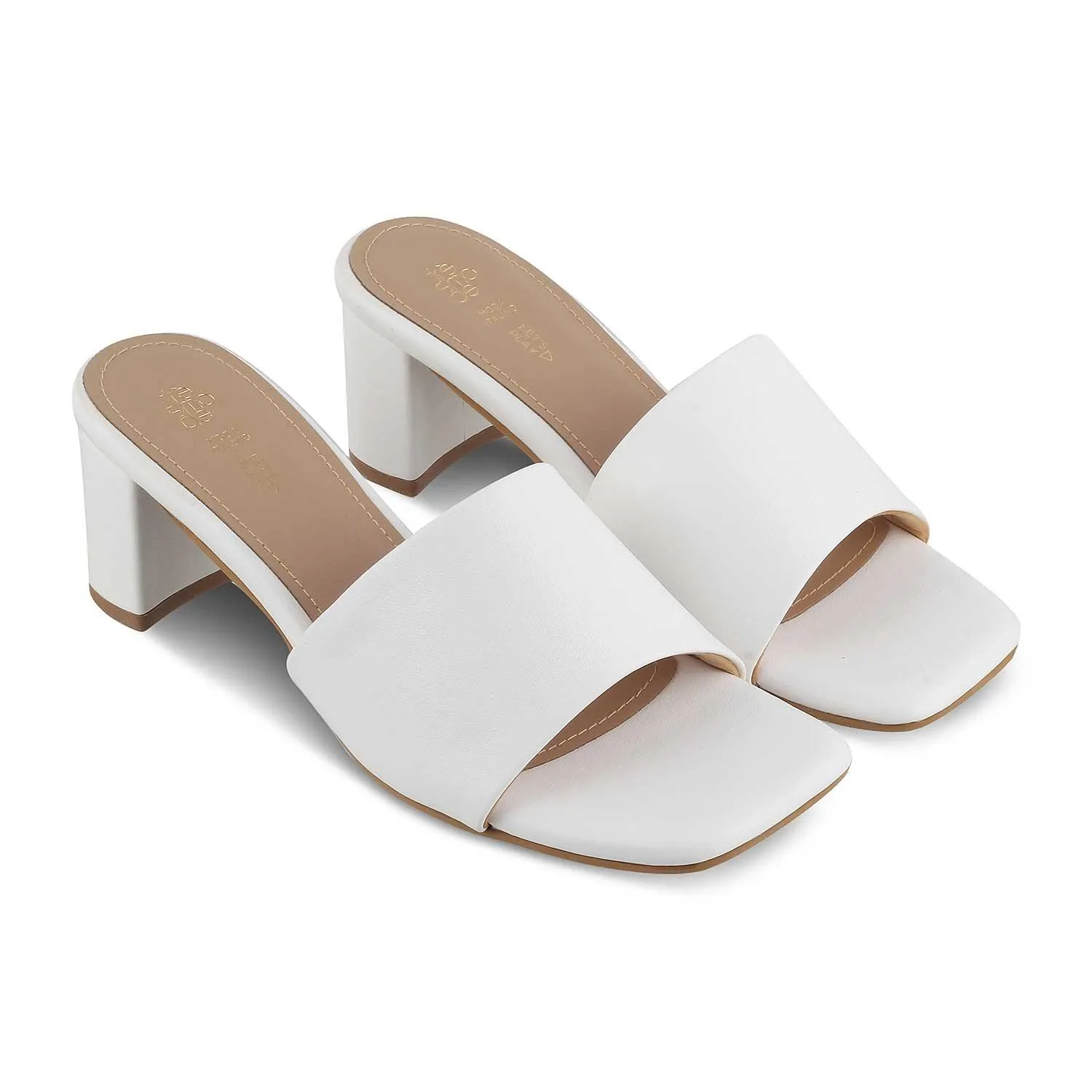 The Baarz White Women's Casual Block Heel Sandals Tresmode