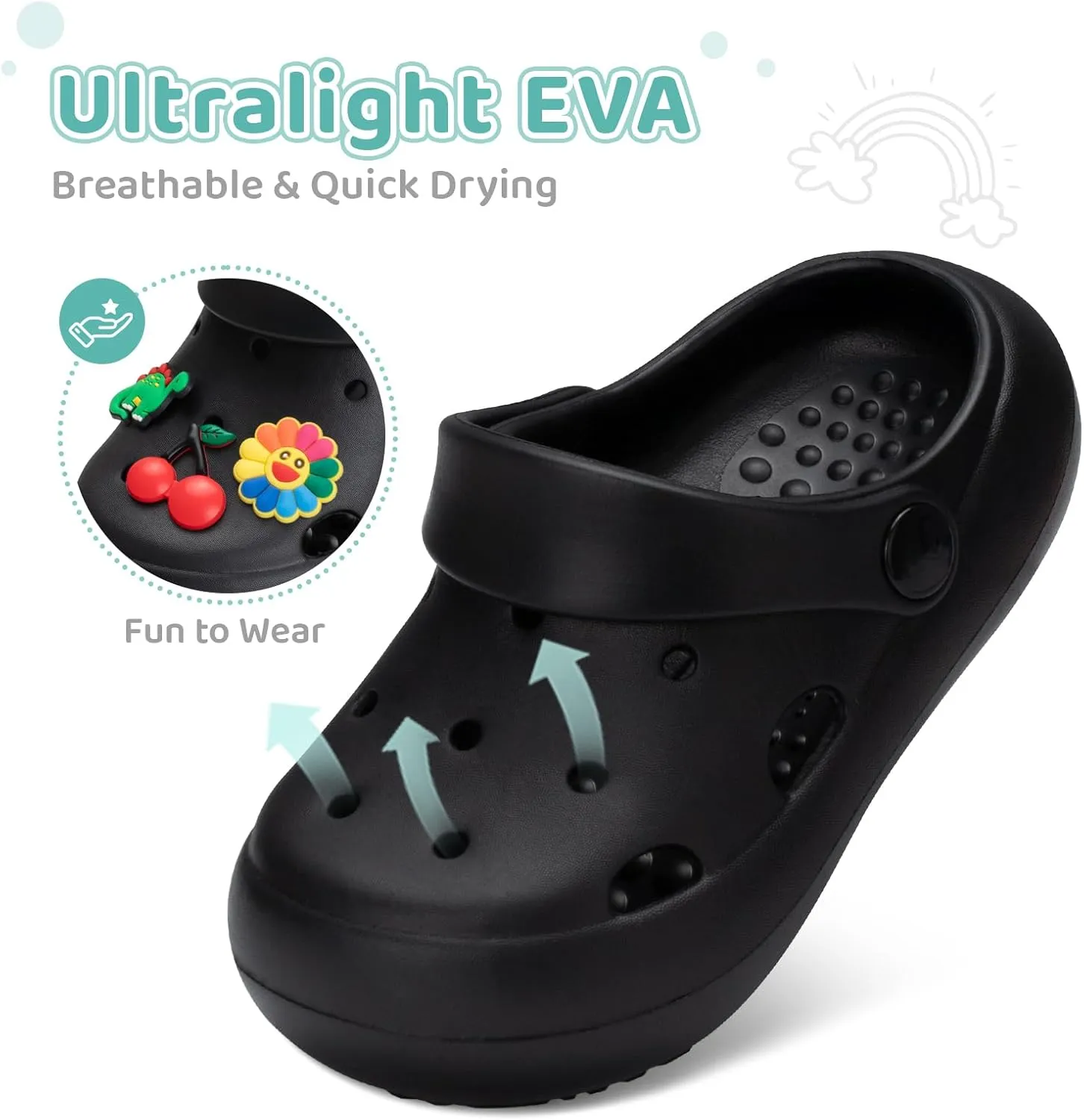 Toddler Classic Clogs Skin-Friendly Comfy Lightweight Boys Girls Slip On Water Shoes