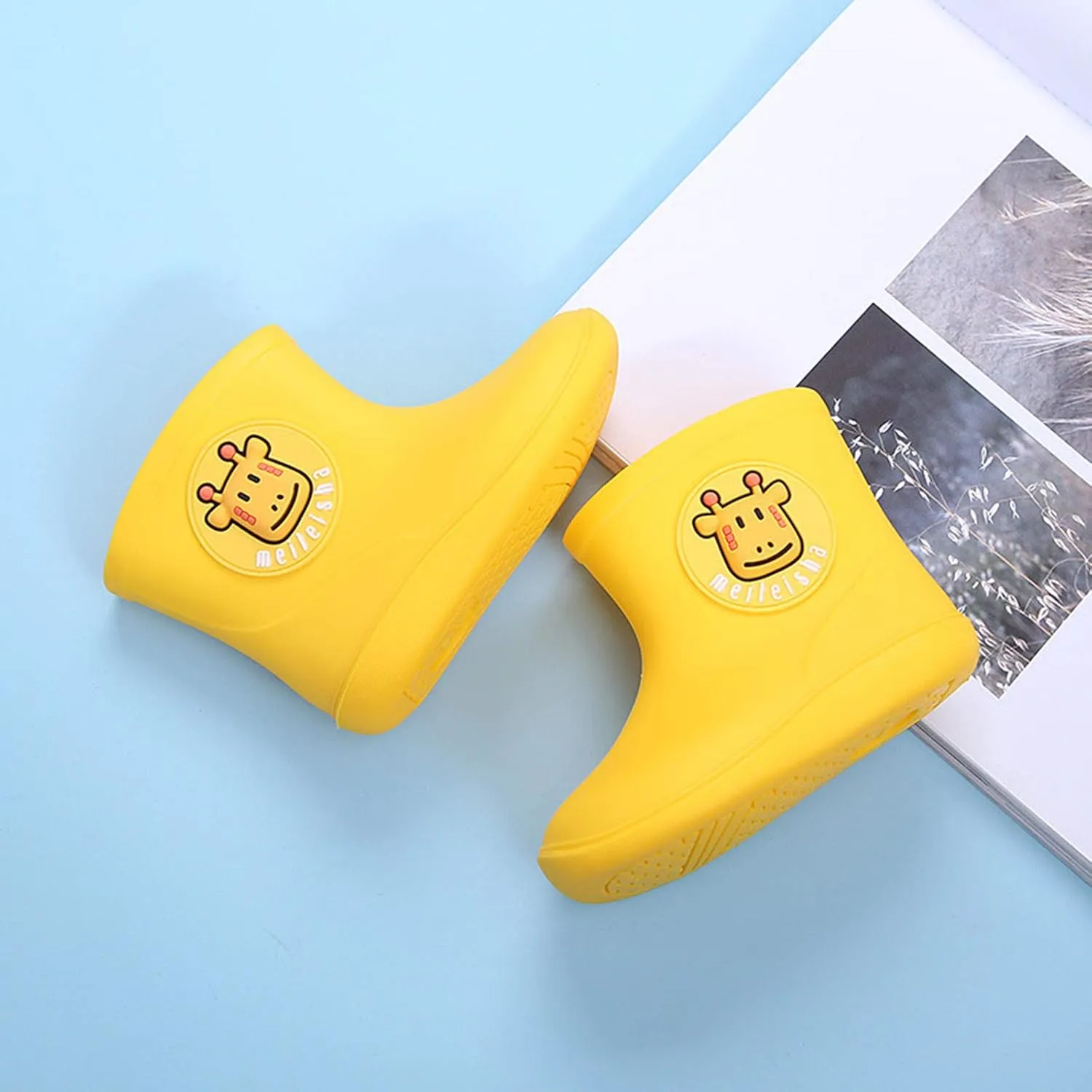 Toddler Rain Boots Girls Kids Boys Waterproof Cartoon Printed Anti-Slip Rain Shoes Gardening Wear for 1-6 Years