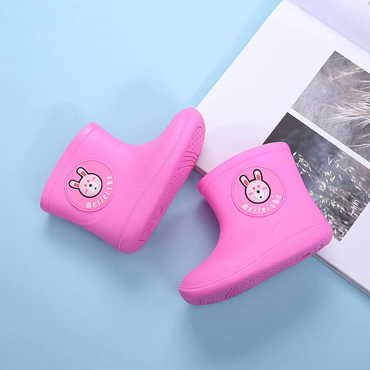 Toddler Rain Boots Girls Kids Boys Waterproof Cartoon Printed Anti-Slip Rain Shoes Gardening Wear for 1-6 Years