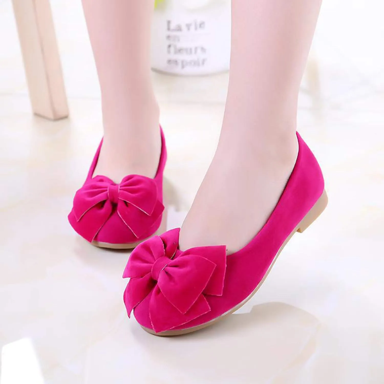 Toddler/Little Kid Girls Bowknot Mary Jane Ballerina Flat Shoes Princess Girls Dress Shoes Kids Slip On Soft Shoes