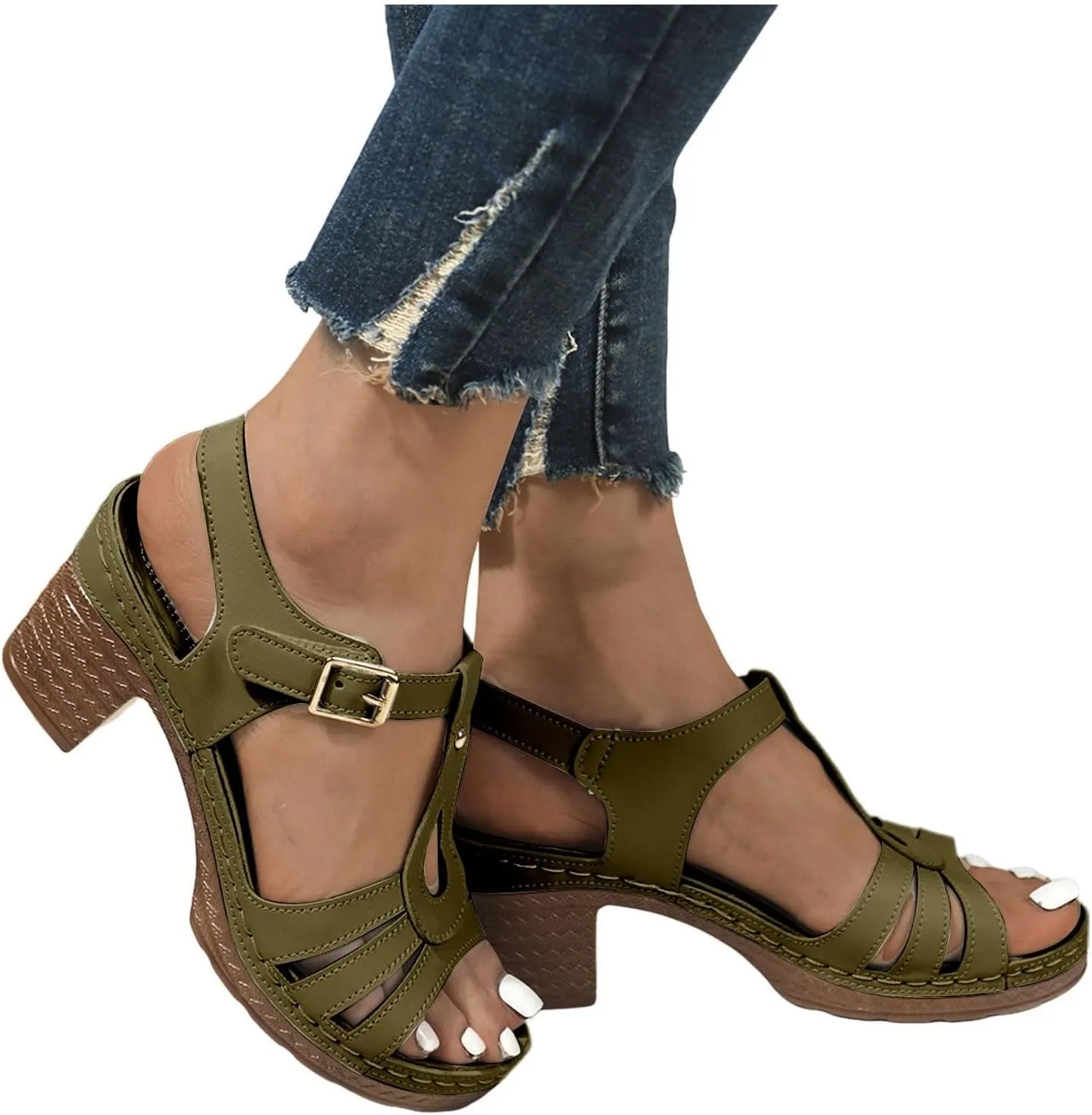 Trendy Women's Sandals With Toe Post Design Comfortable Mid Heeled Versatile Daily Wear Sandals Women Outdoor Summer