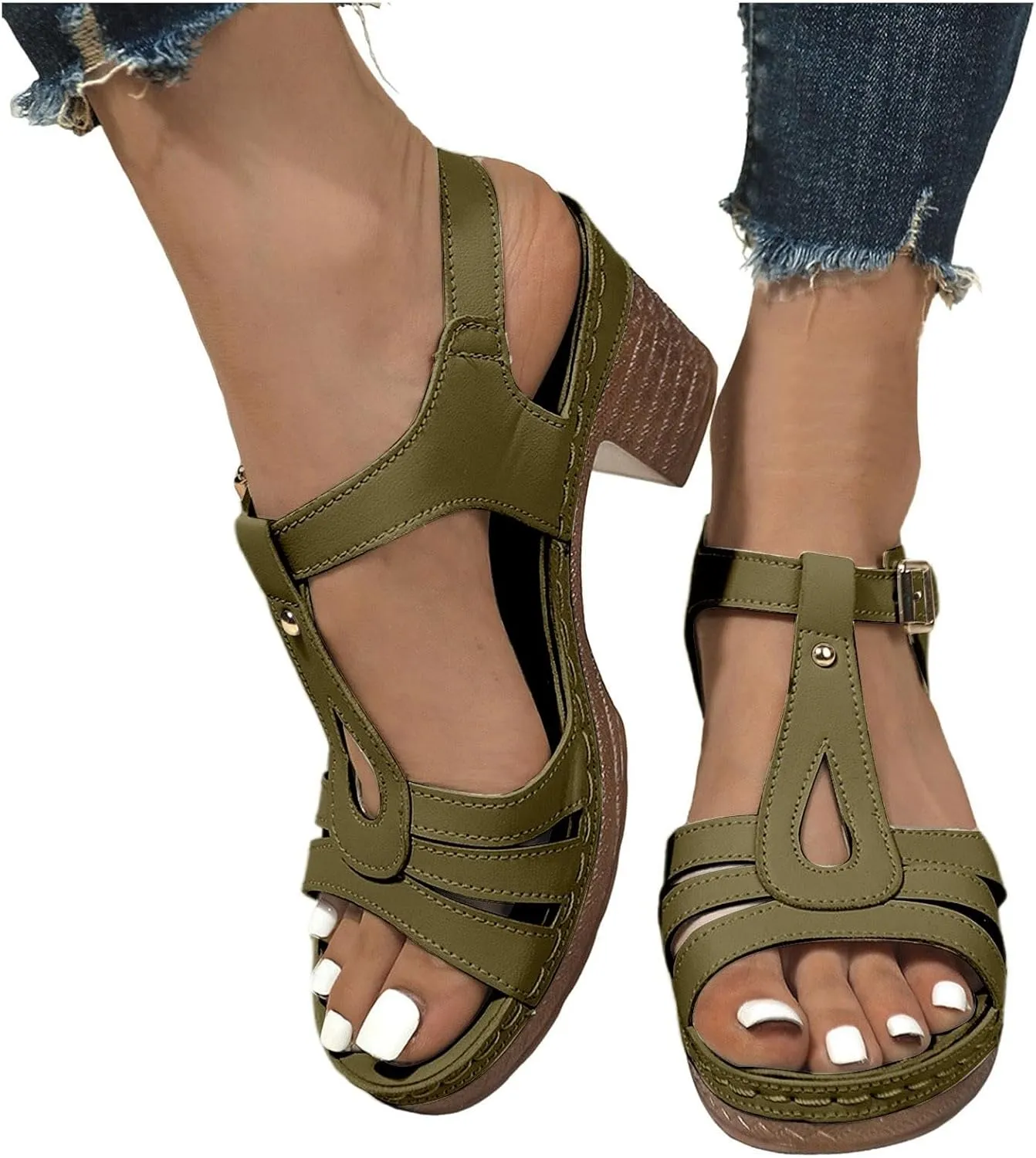 Trendy Women's Sandals With Toe Post Design Comfortable Mid Heeled Versatile Daily Wear Sandals Women Outdoor Summer