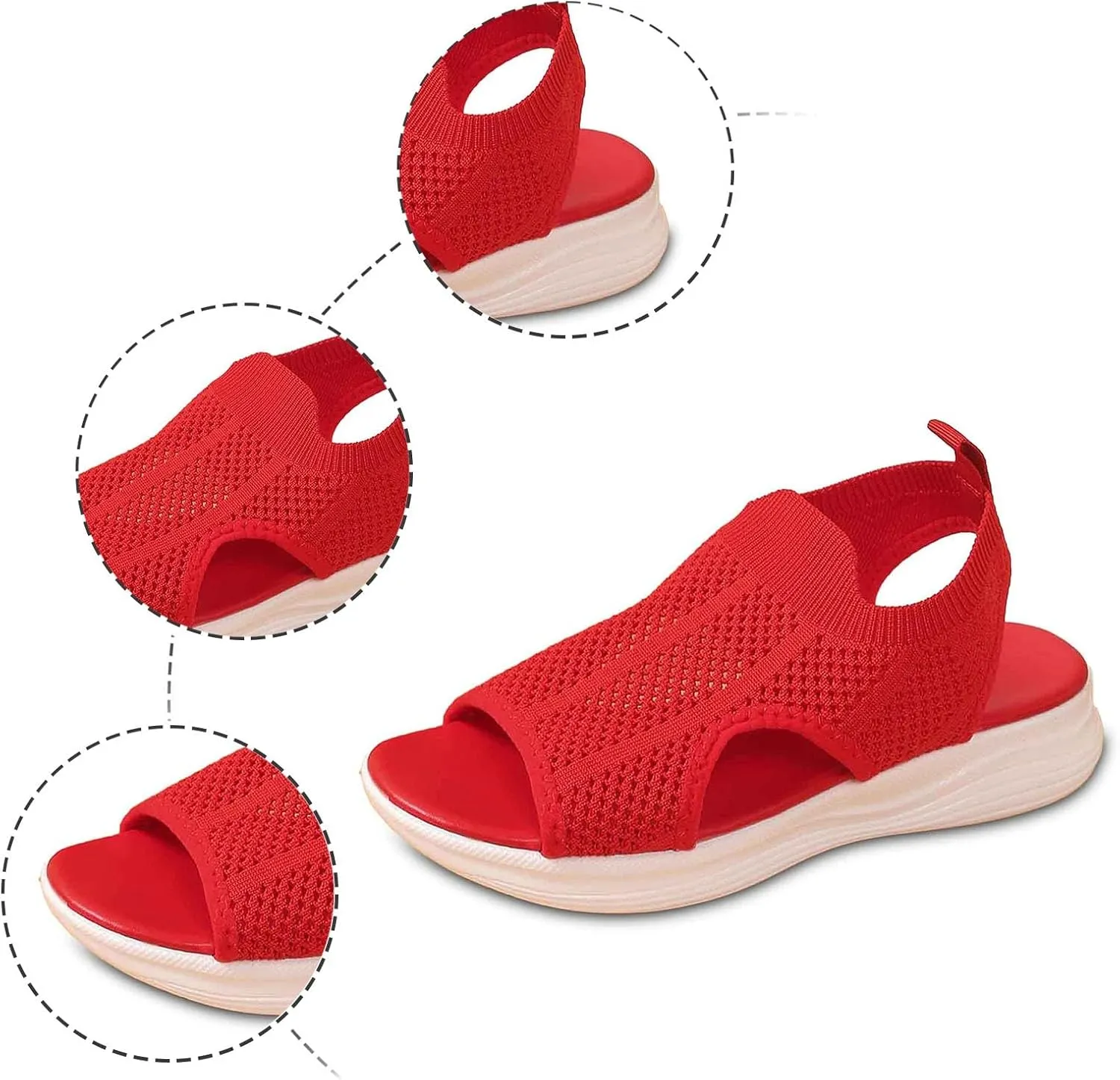 Trendy Women's Summer Sandals Open Toe Breathable Mesh Flat Comfortable Casual Wear For Daily Outings And Beach Vacations