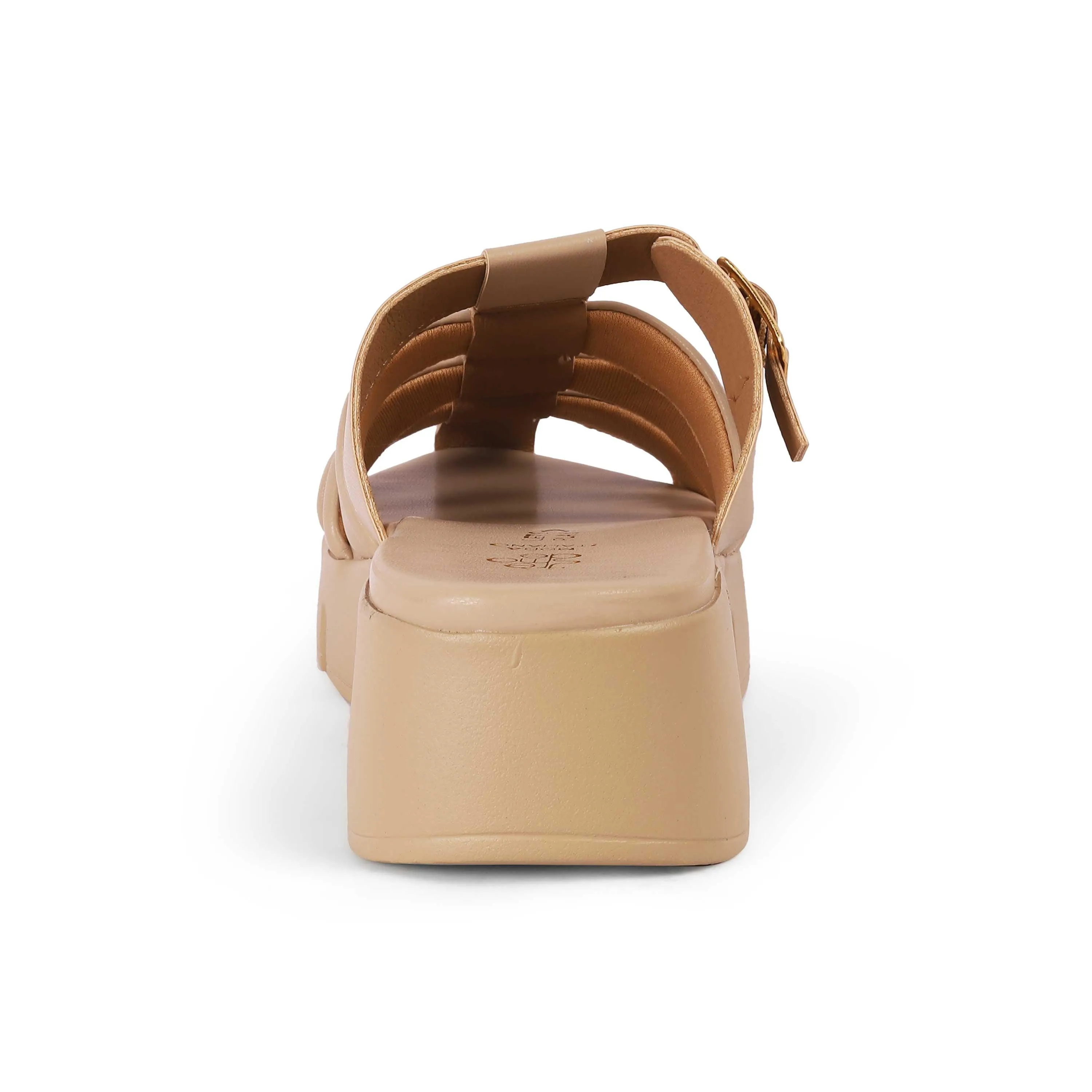 Tresmode Maximus Beige Women's Casual Chunky Sole Wedges