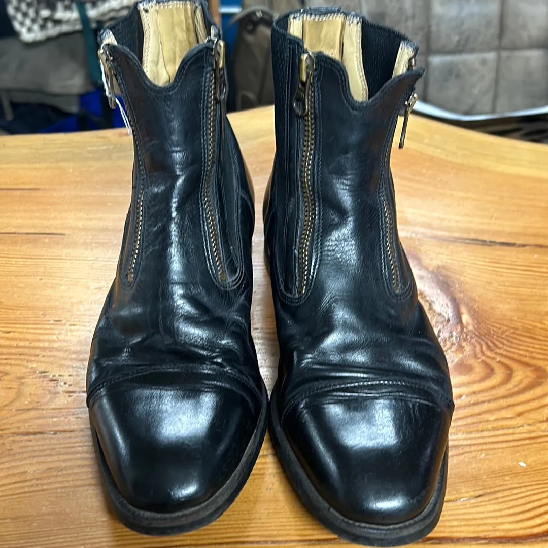 Tucci EZ Short Boots Double Zipper Stretch Panel Leather 37
