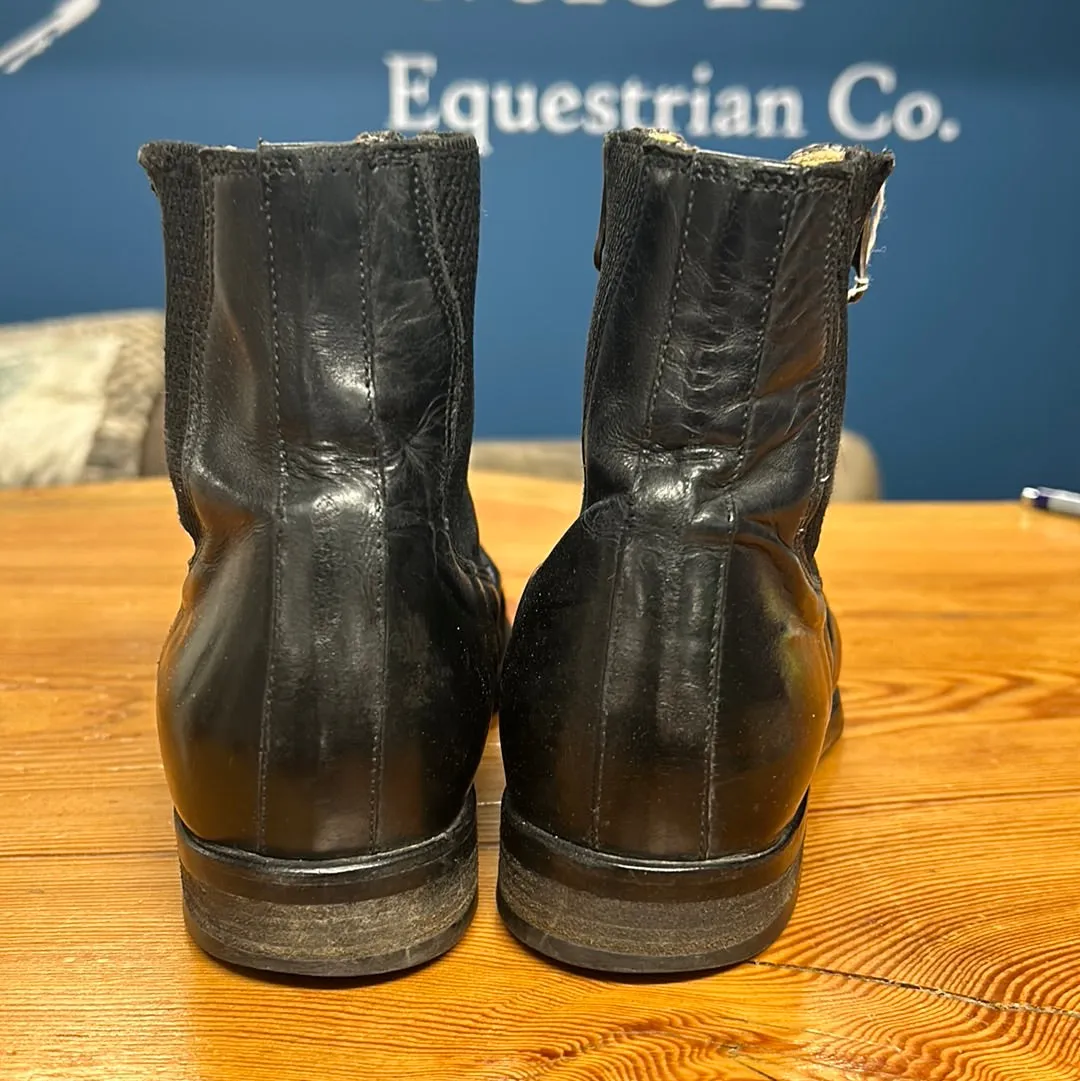 Tucci EZ Short Boots Double Zipper Stretch Panel Leather 37