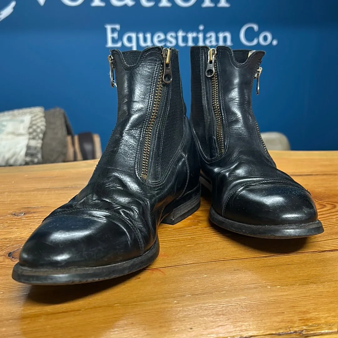 Tucci EZ Short Boots Double Zipper Stretch Panel Leather 37