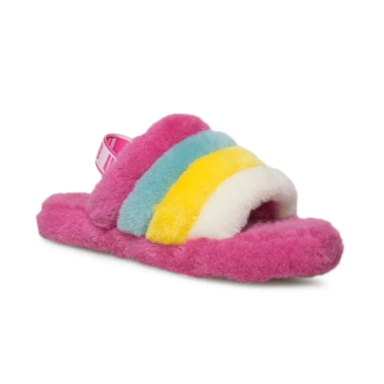 UGG Fluff Yeah Slide Neon Rainbow Slippers - Youth