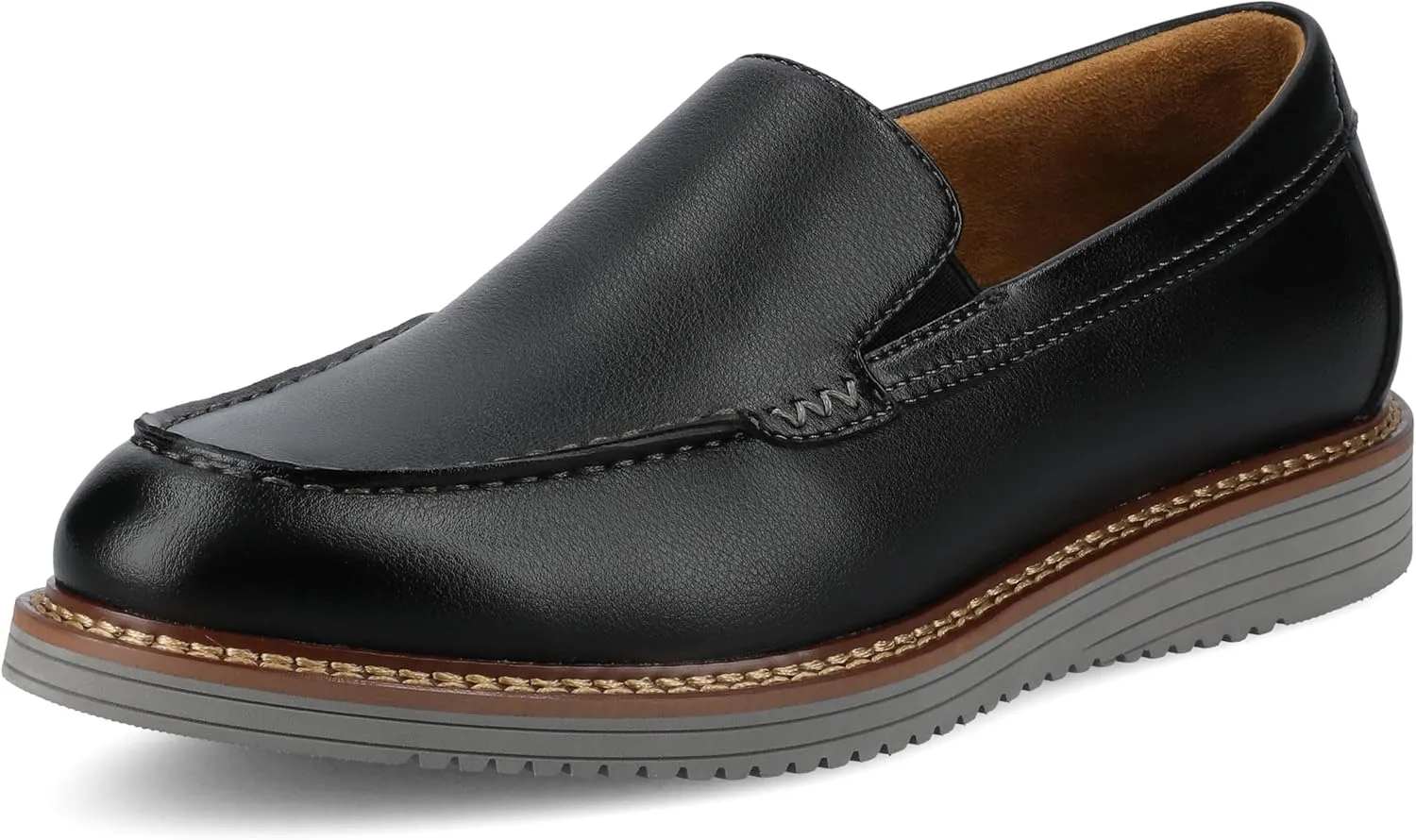 Vance Mens Oneal Slip-On Loafer Faux Leather Uppers Almond-Toe 6mm Vance Comfort System Insole Wide Width Black 9.5 Wide Mens US