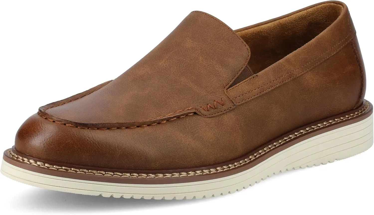 Vance Mens Oneal Slip-On Loafer Faux Leather Uppers Almond-Toe 6mm Vance Comfort System Insole Wide Width Walnut 10.5 Wide Mens US