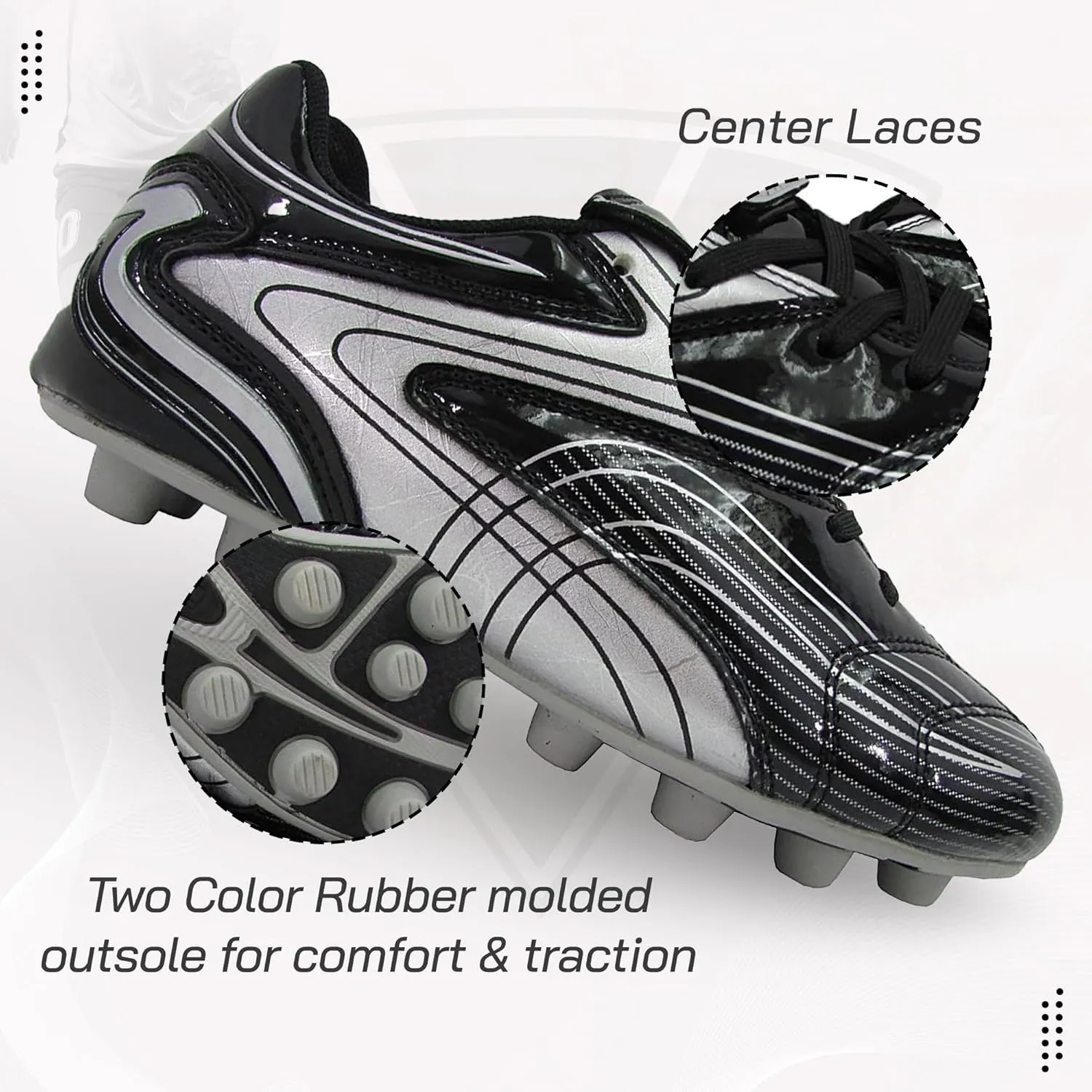Vizari Striker Firm Ground Soccer Cleats - Premium Adult Soccer Cleats for Enhanced Performance on The Field - Mens Soccer Shoes with Durable Construction, Superior Grip, and Comfortable Fit