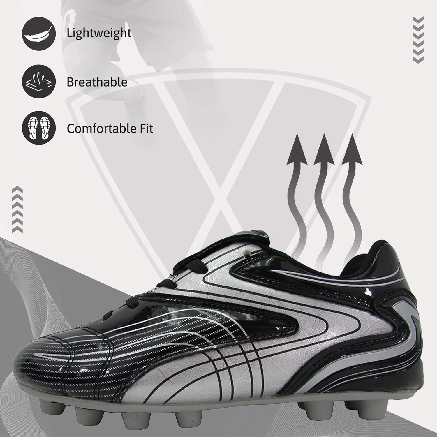 Vizari Striker Firm Ground Soccer Cleats - Premium Adult Soccer Cleats for Enhanced Performance on The Field - Mens Soccer Shoes with Durable Construction, Superior Grip, and Comfortable Fit