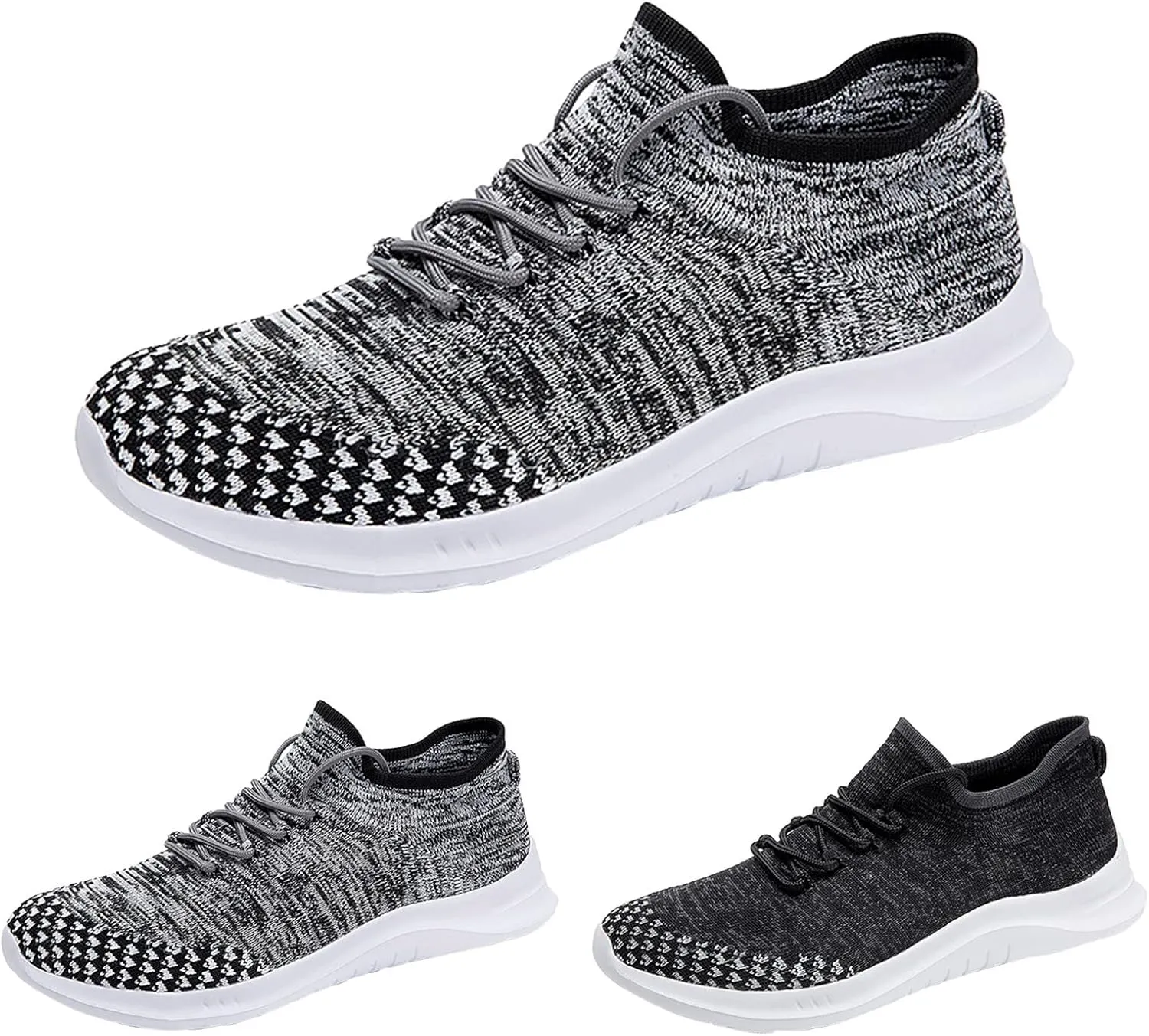 Walking Shoes for Men Slip On Road Running Shoes Non Slip Lace Up Sneakers Breathable Mesh Tennis Footwear Men's Fashion Sneakers with Arch Support Daily Workout Shoe