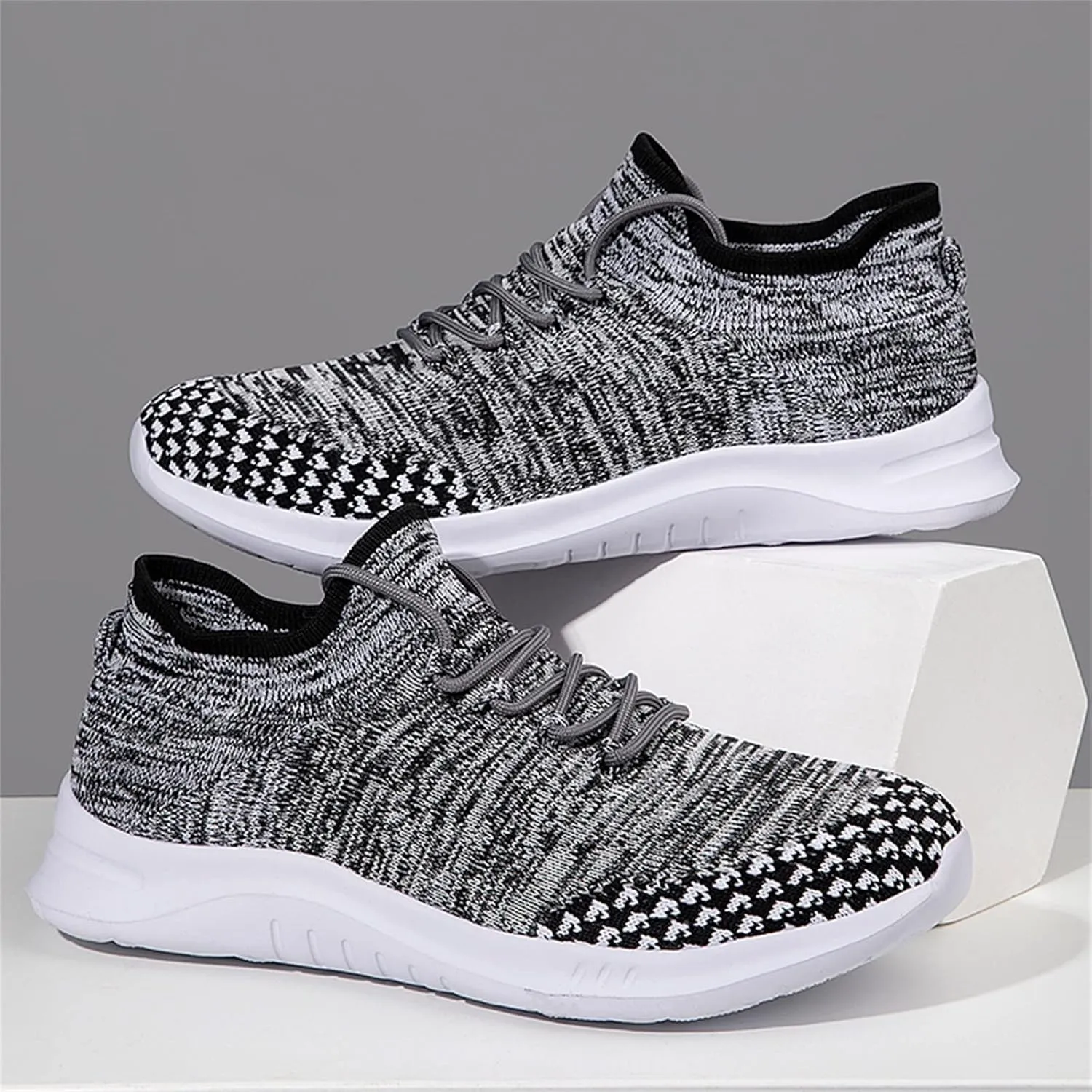 Walking Shoes for Men Slip On Road Running Shoes Non Slip Lace Up Sneakers Breathable Mesh Tennis Footwear Men's Fashion Sneakers with Arch Support Daily Workout Shoe
