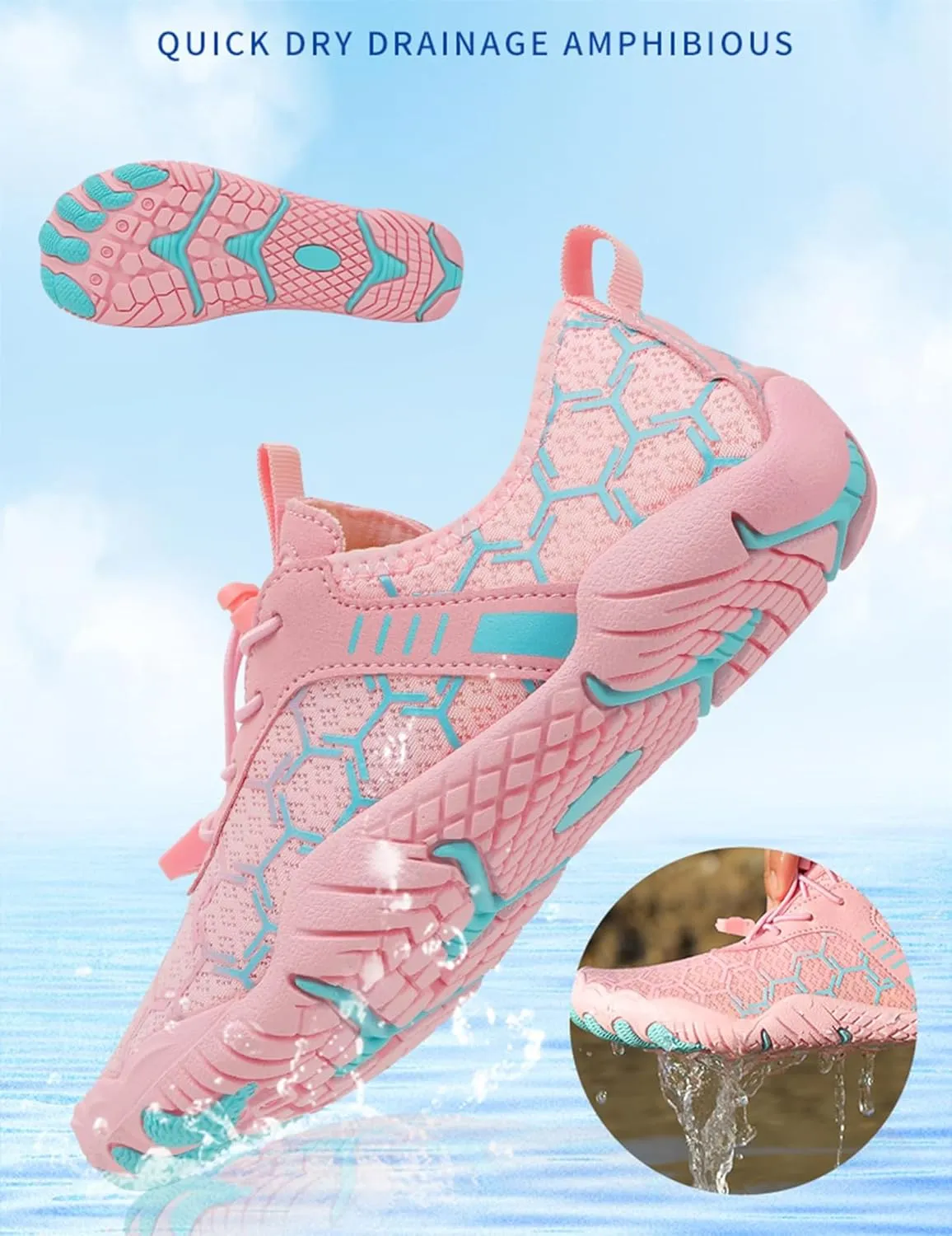 Water Shoes for Women Men Breathable Mesh Running Sneaker Adjustable Walking Footwear Outdoor Casual Sports Shoes
