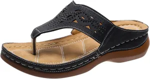 wedges heels for women Orthopedic Sandals for Women, Women Summer Slippers with Arch Support Anti-Slip Breathable Sandal Vintage Flip Flop for Women