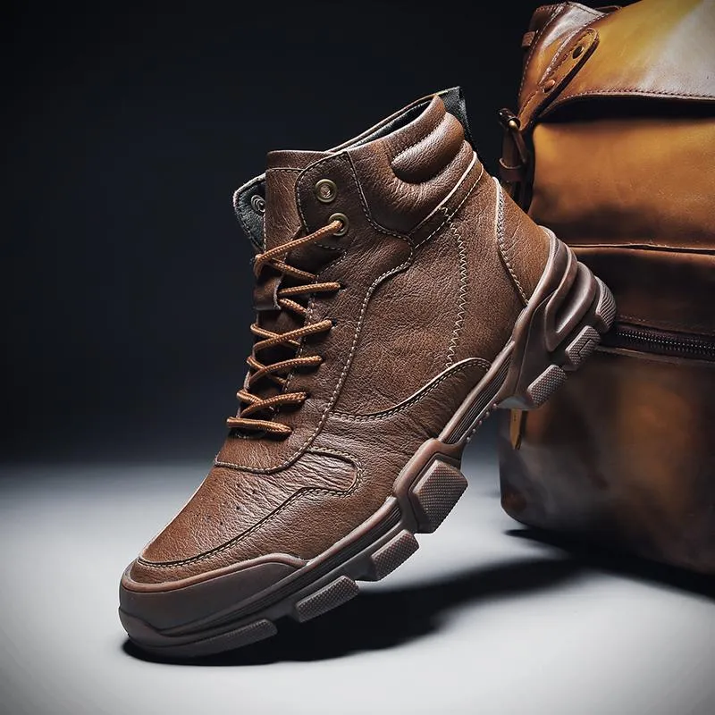 West Louis™ Brand Pattern Genuine Leather Boots