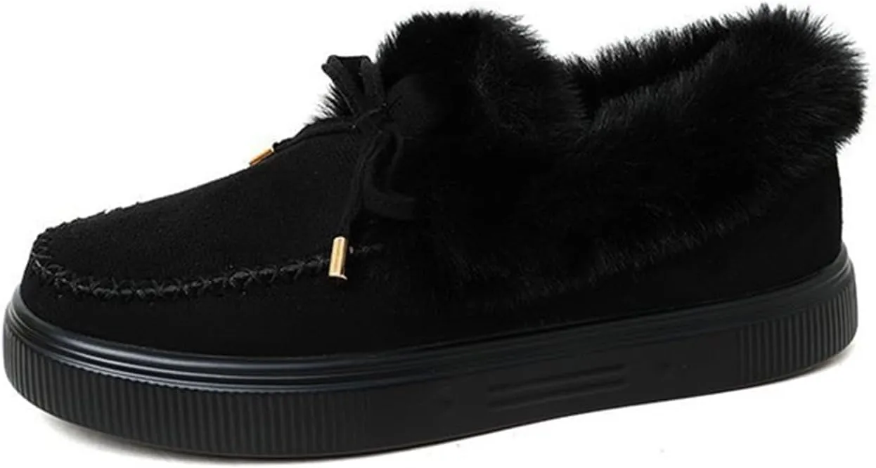 Winter Boots For Women Fashion Snow Boots Warm Casual Trendy Comfortable Slip On Fur Lined Fuzzy Loafers Shoes