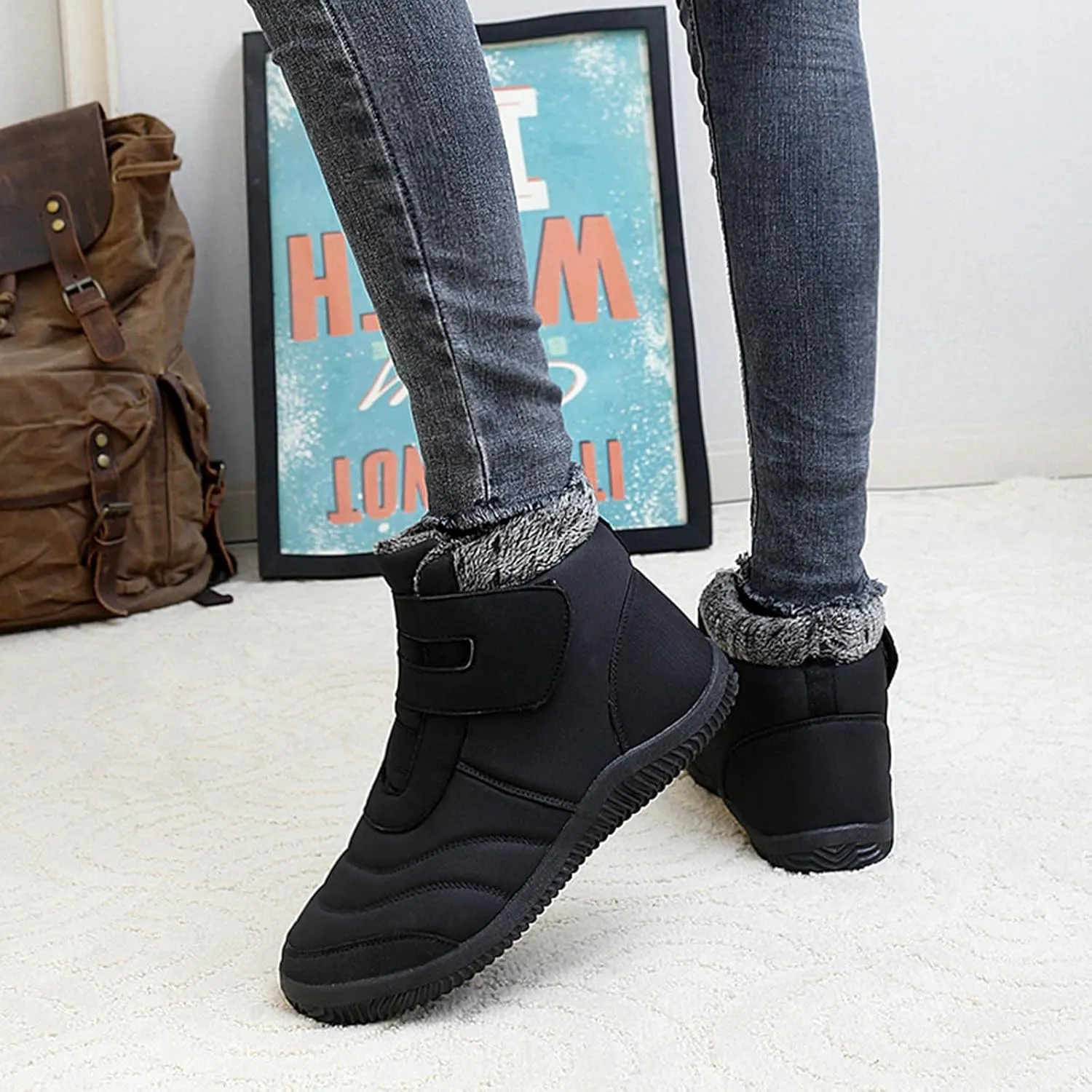 Winter Womens Boots Platform Fur Lined Plush Warm Snow Boots Outdoor Trendy Anti Slip Comfortable Womens Boots
