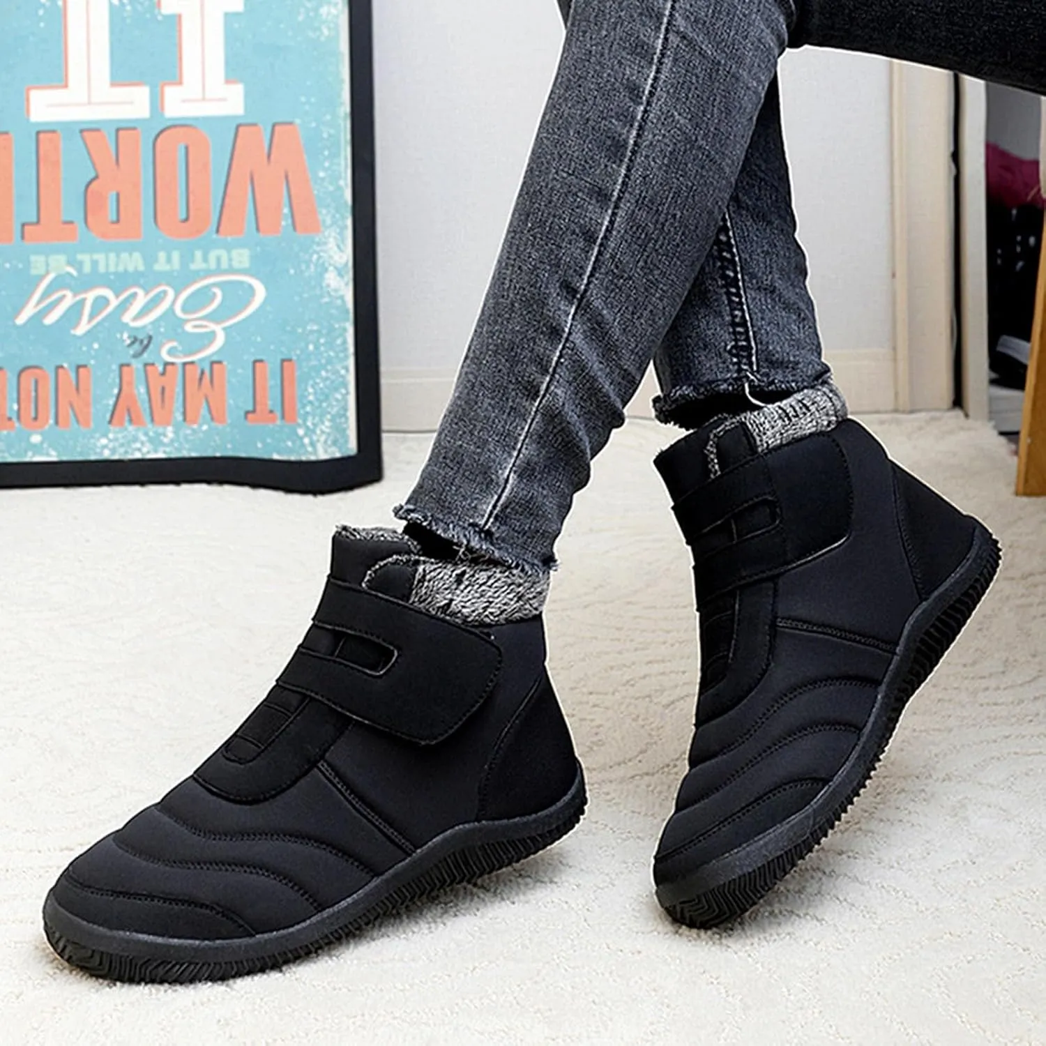 Winter Womens Boots Platform Fur Lined Plush Warm Snow Boots Outdoor Trendy Anti Slip Comfortable Womens Boots