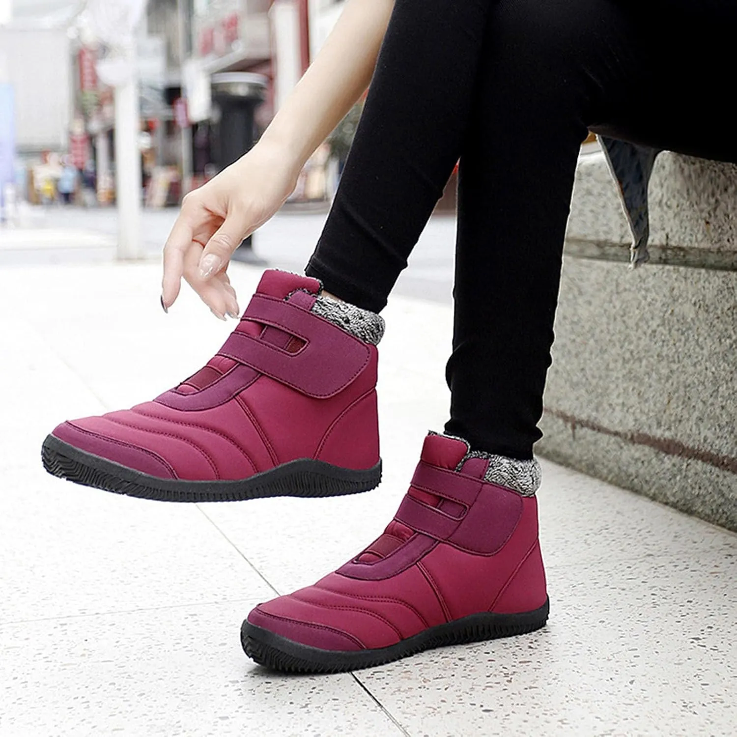 Winter Womens Boots Platform Fur Lined Plush Warm Snow Boots Outdoor Trendy Anti Slip Comfortable Womens Boots