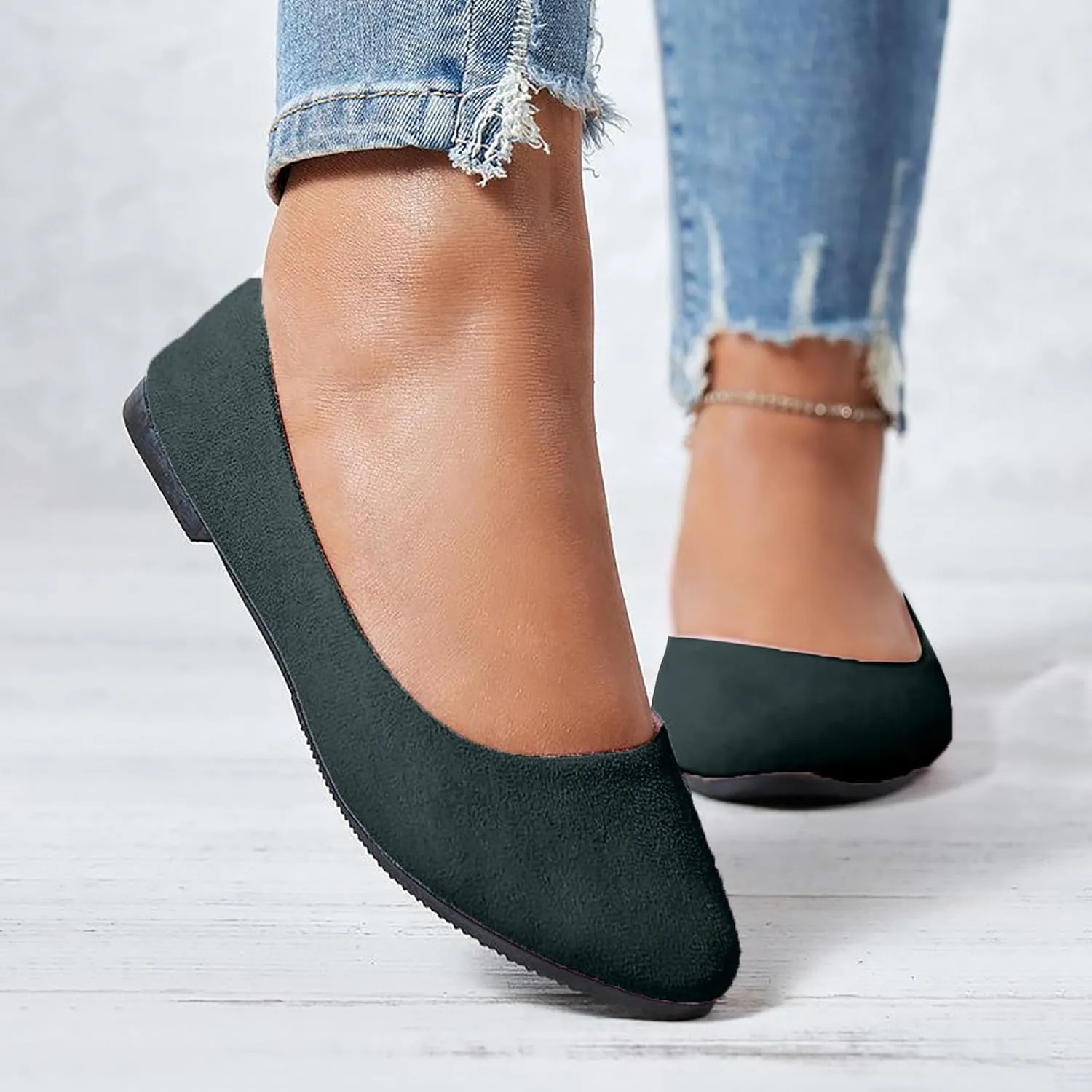 Women Flat Shoes Slip On Comfortable Walking Ballerina Shoes Cute Ballet Flats Ladies Portable Pumps Low Wedge Loafers