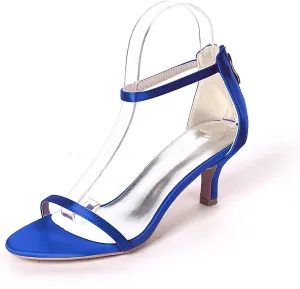 Women Mid Low Kitten Heel Sandals Open Toe Heeled Sandals Elegant Ankle Strap Sandals for Party Evening Wedding