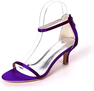 Women Mid Low Kitten Heel Sandals Open Toe Heeled Sandals Elegant Ankle Strap Sandals for Party Evening Wedding