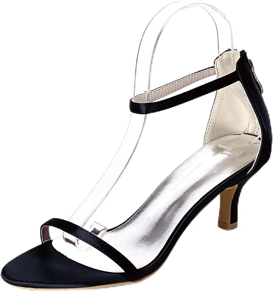 Women Mid Low Kitten Heel Sandals Open Toe Heeled Sandals Elegant Ankle Strap Sandals for Party Evening Wedding