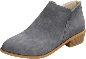 Womens Ankle Boots Chunky Heel Solid Color Vintage Trendy Boots for Women Back Zipper Comfortable Women Casual Boots