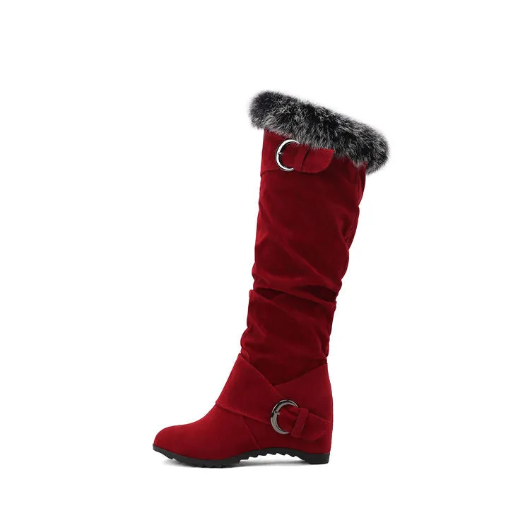 Women's Artificial Wool Wedge Heel Knee High Boots