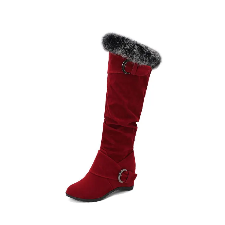 Women's Artificial Wool Wedge Heel Knee High Boots