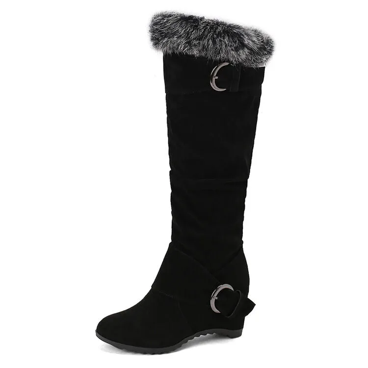 Women's Artificial Wool Wedge Heel Knee High Boots