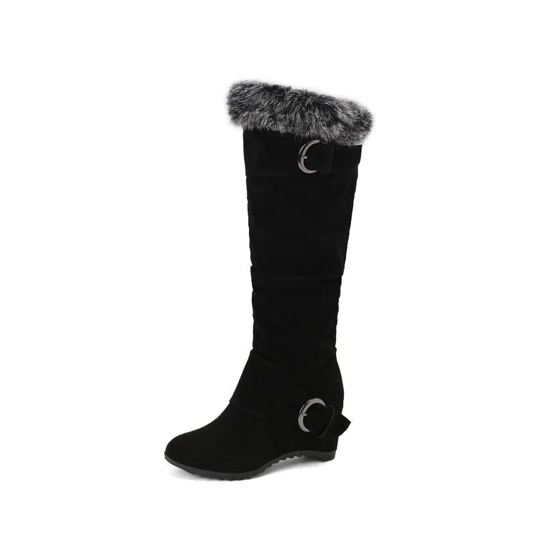 Women's Artificial Wool Wedge Heel Knee High Boots